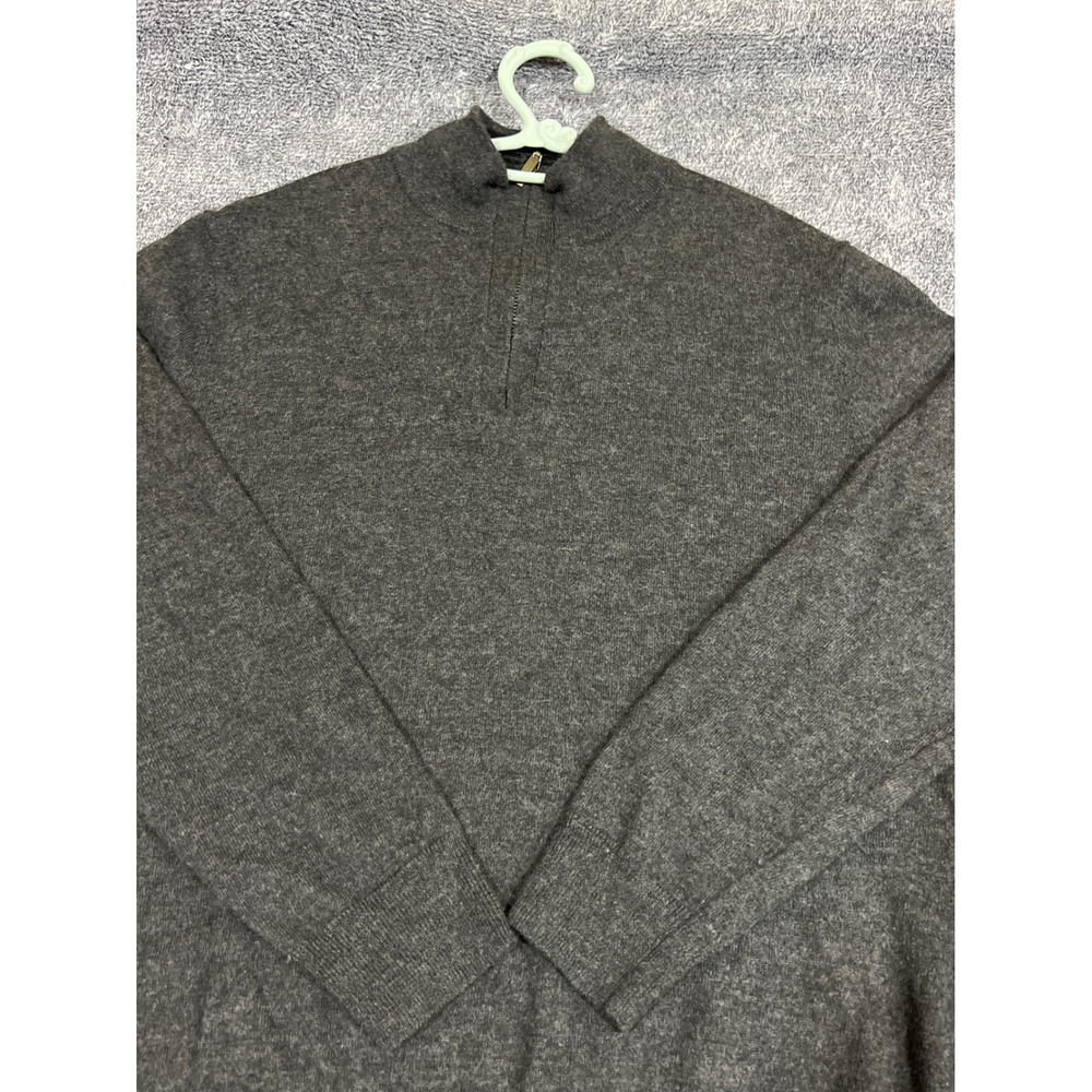 Club Room Mens Gray Merino Wool Blend Quarter Zip Sweater Large FA18 S/29350